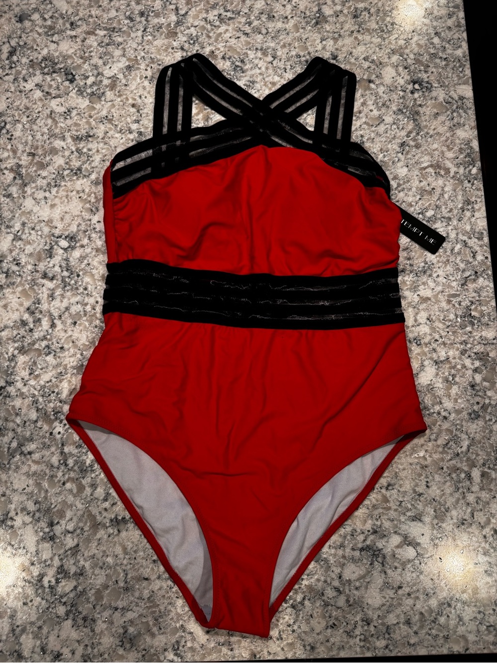 Tempt Me Red & Black One-Piece Swimsuit NWT